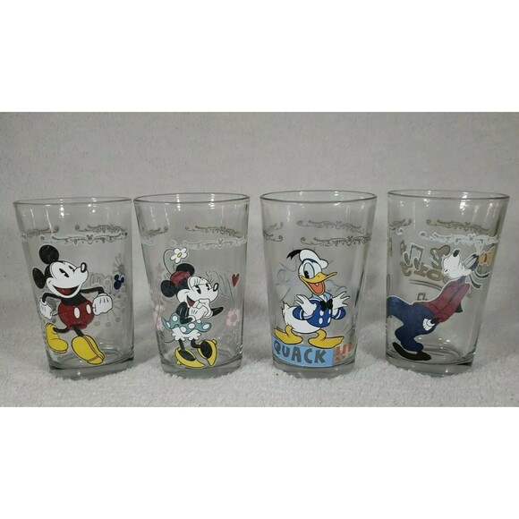 Disney Mickey Mouse Minnie Donald Duck Goofy Vintage Juice Glasses Rare Uncommon - Picture 2 of 12